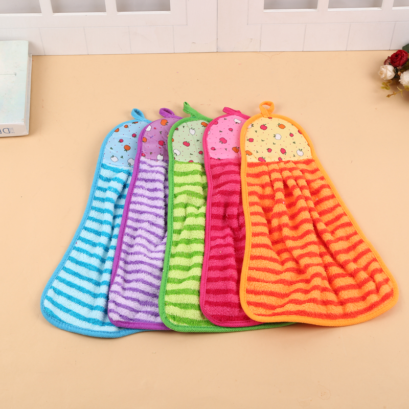Coral fleece engrosado doble cara tiras de color paño impreso paño de lavado antiaceite paño de limpieza