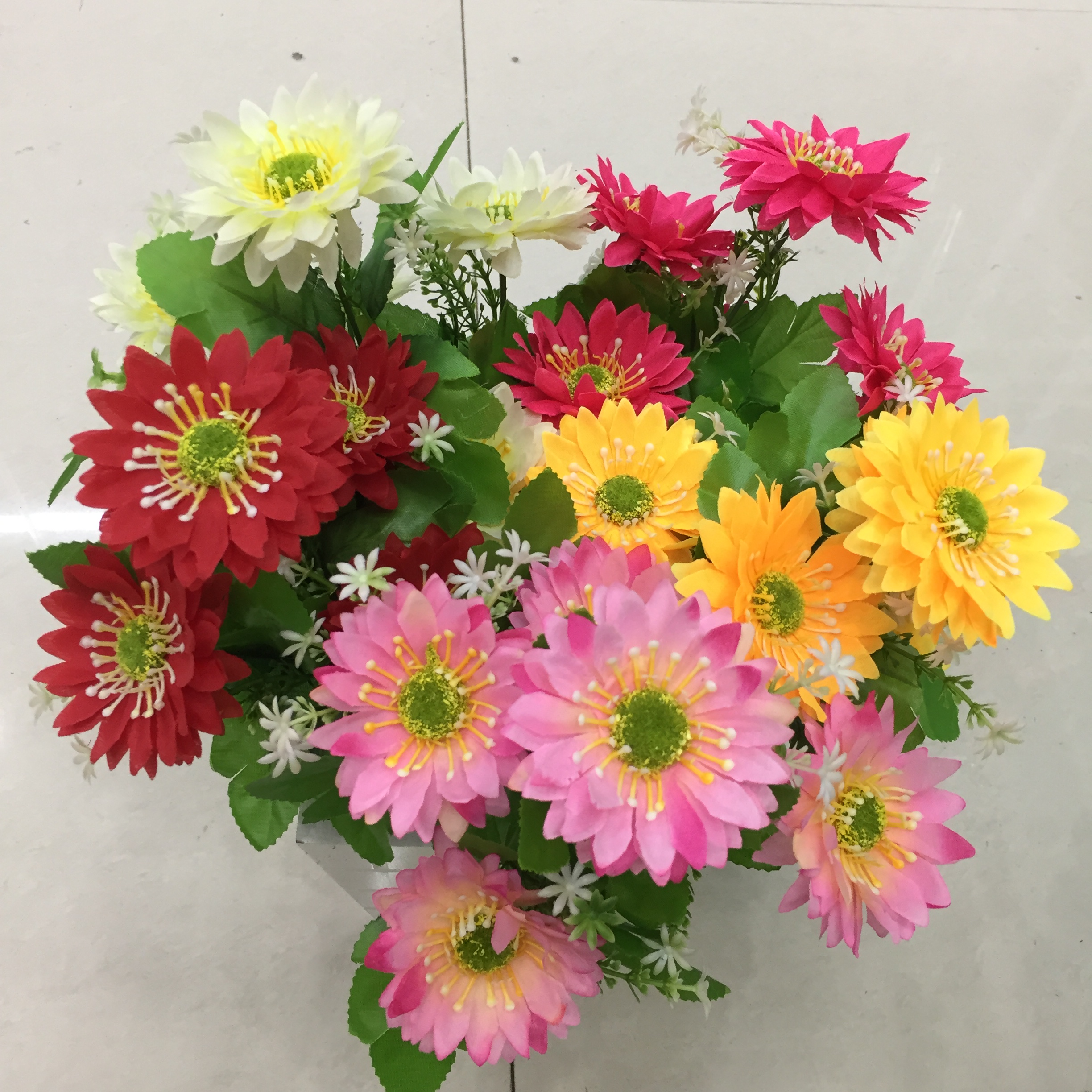 Five-pronged green-tipped chrysanthemum artificial flower Specification image