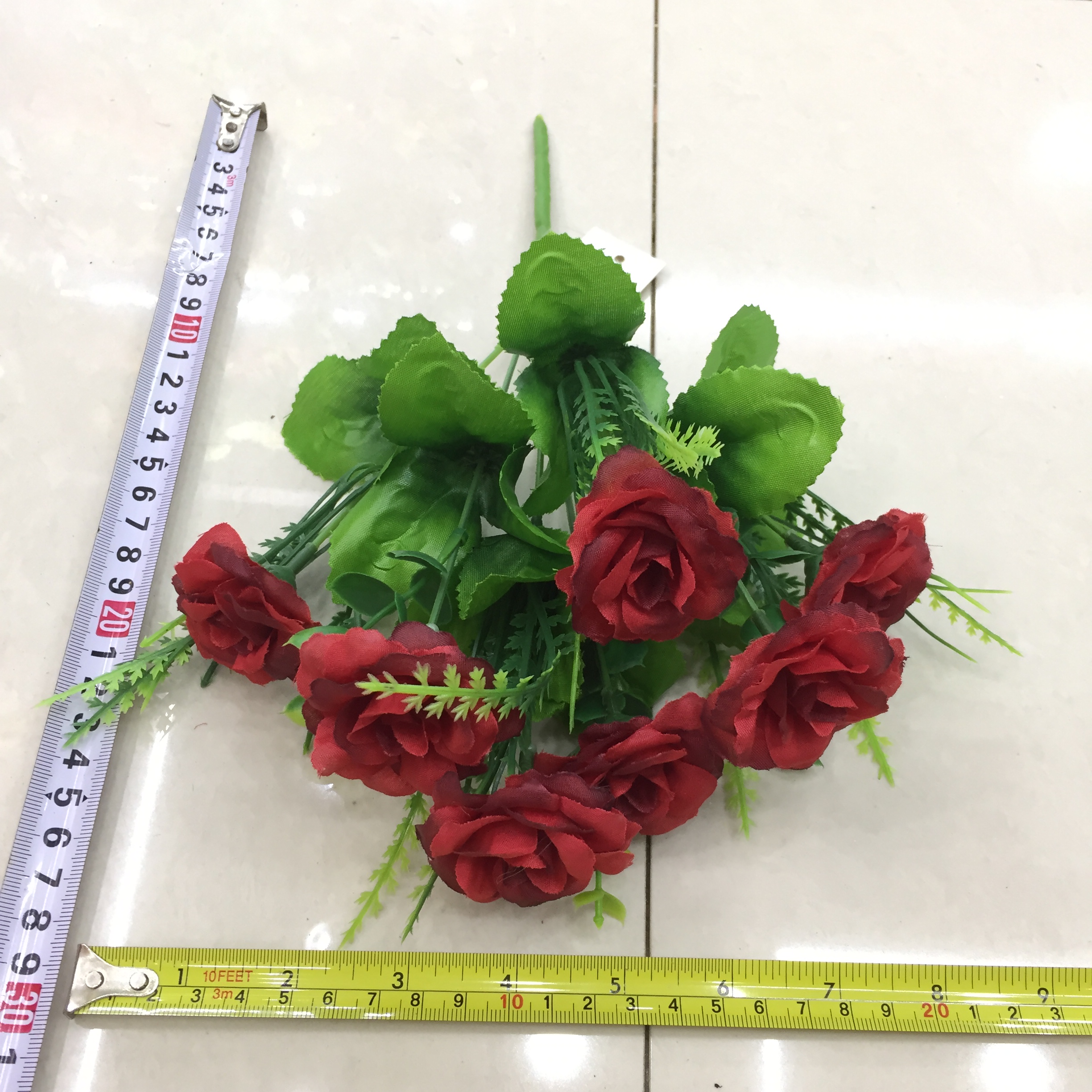 7-pronged apple green small hibiscus artificial flower details Picture