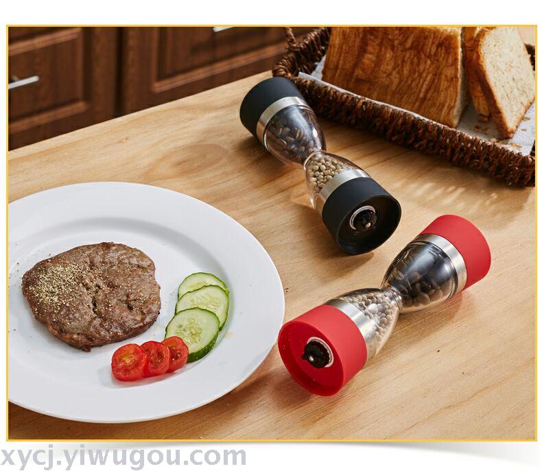Two-in-one ceramic double salt and pepper grinder manual, well-designed red salt and pepper grinder