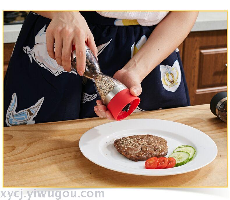 Two-in-one ceramic double salt and pepper grinder manual, well-designed red salt and pepper grinder details Picture