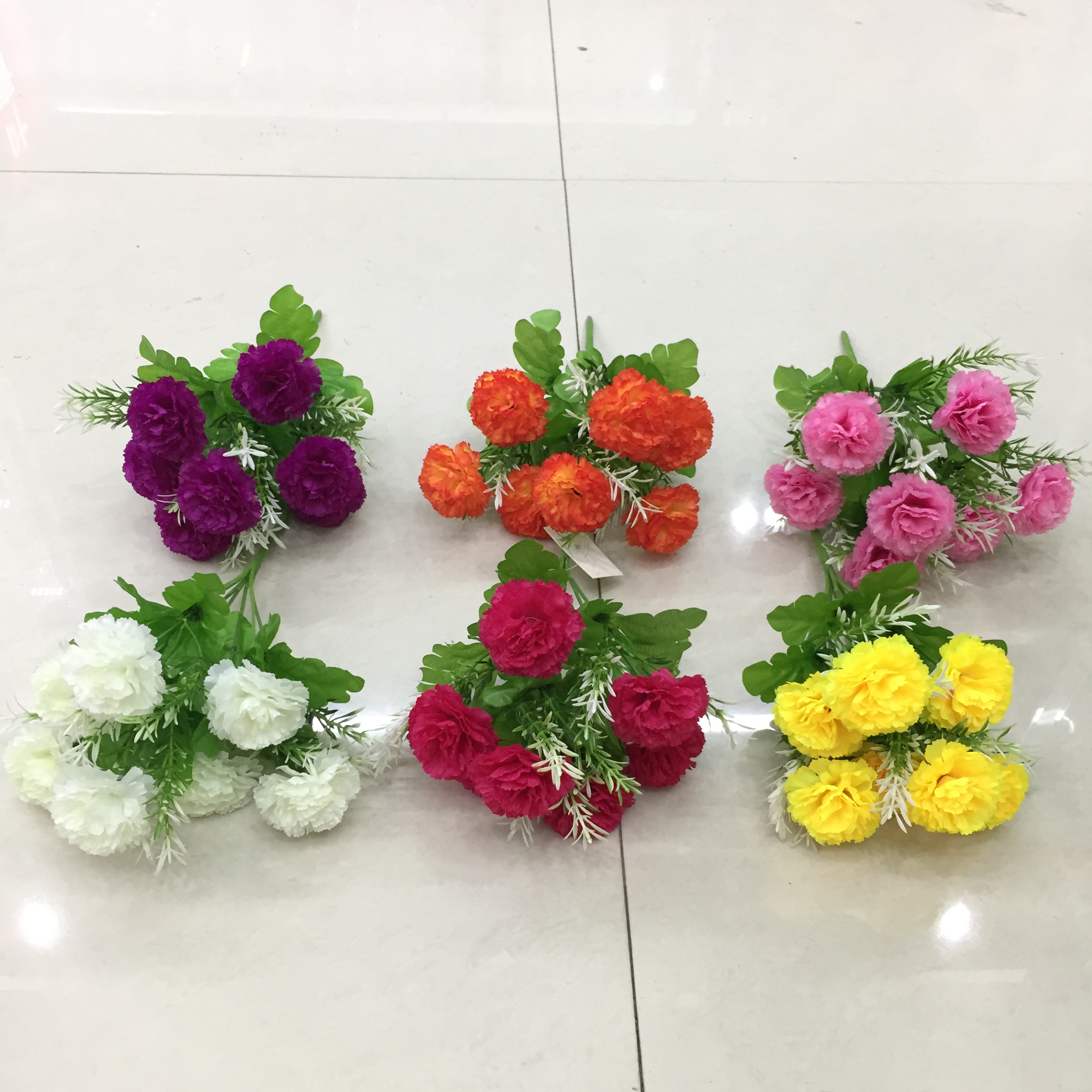 Seven small lilac artificial flowers Specification drawing