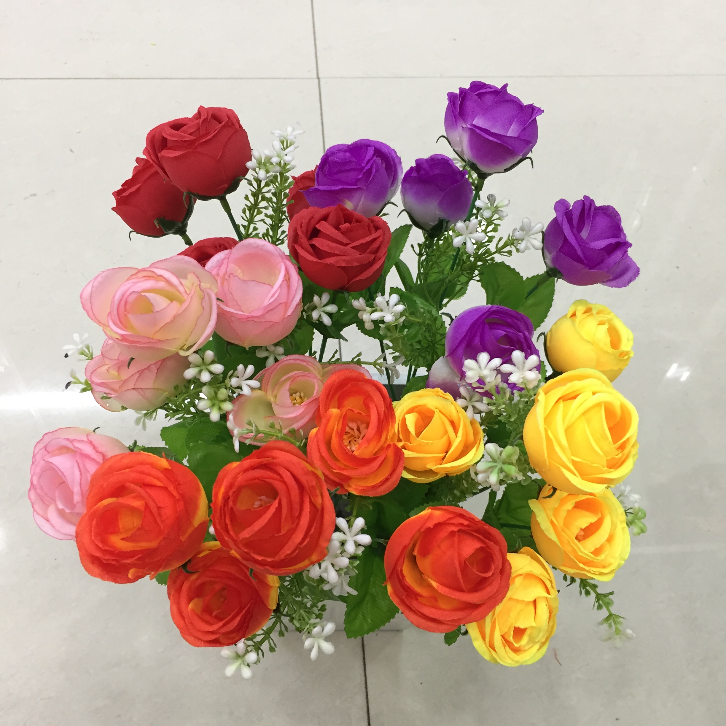 Simulated autumn color small tea bud table decoration, small bouquet of silk flowers wholesale autumn color bouquet decoration bouquets Specification drawing