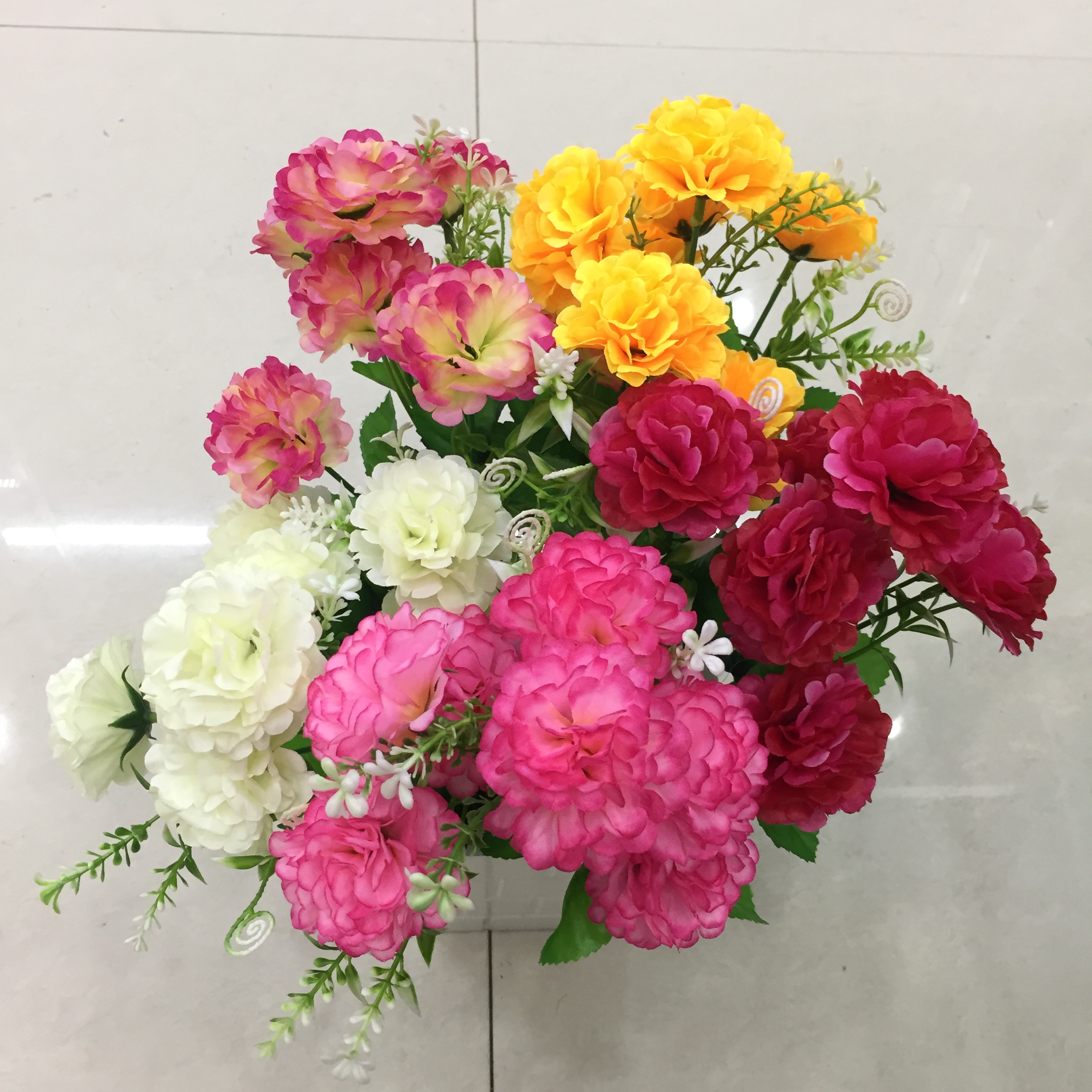 5-pronged 6-ear peony artificial flower Specification drawing