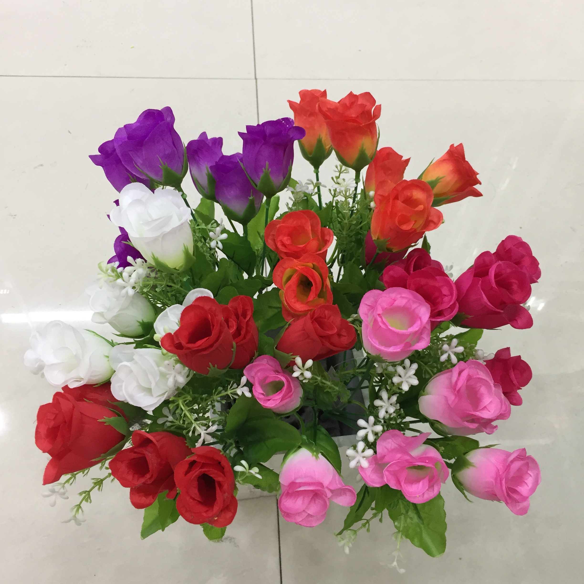 Five-pronged rose bud artificial flower Specification drawing