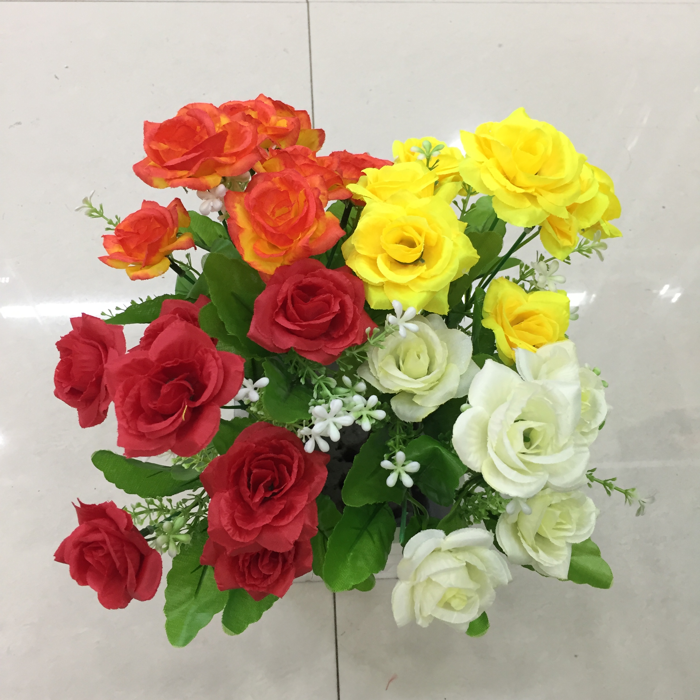 "5-forked Moon Red Artificial flower. Specification drawing