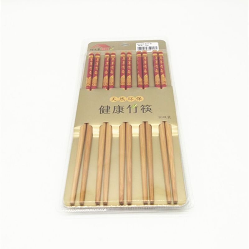 Sunshine Department Store 0222 Ten-pair mixed bamboo chopsticks for household use, high-quality, unpainted and waxed, eco-friendly bamboo chopsticks details Picture