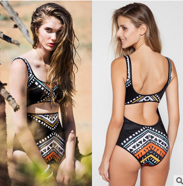 2018 printed suntan one-piece bikini plus swimsuit