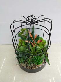 Simulation pendant bird cage meaty. BU and small stones hang wall ornaments.