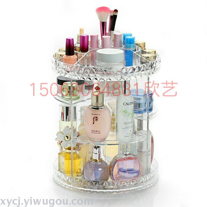 Rotating acrylic makeup box, new makeup stand, diamond-patterned storage box details Picture