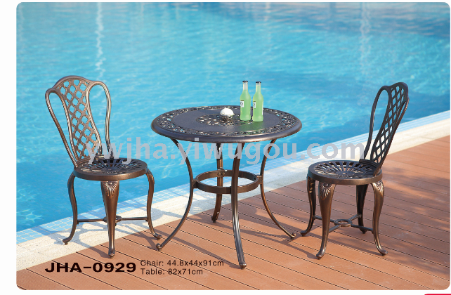 JHA-0929 新款户外休闲高档铸铝桌椅 铸铝长凳 海滩公园椅 铸铝图