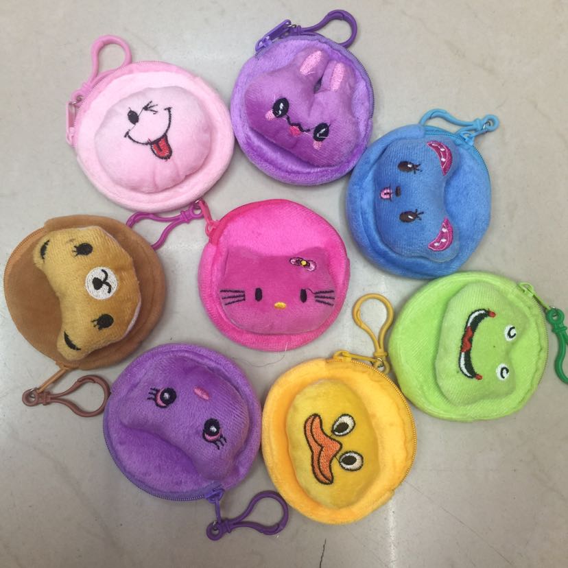 Plush toys, plush wallets, coin purses, cartoon bags, animal head coin purses, 8cm animal head wallets Specification drawing
