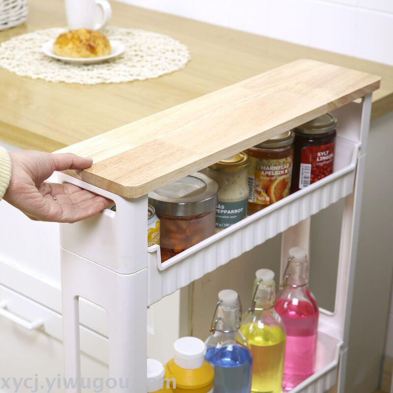 Gap storage rack, organizing rack, slit rack, movable storage rack with wheels, kitchen and bathroom storage rack Application Scenario