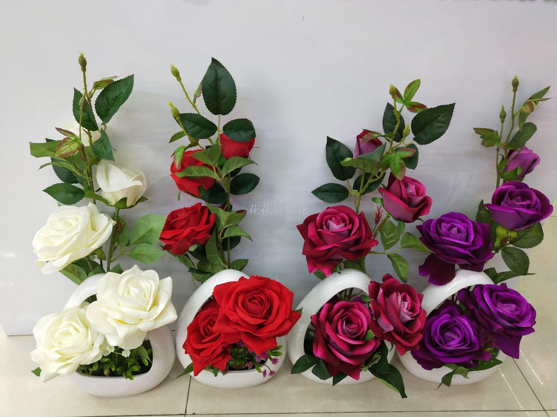 Simulation decoration ceramic rose decoration living room bedroom study
