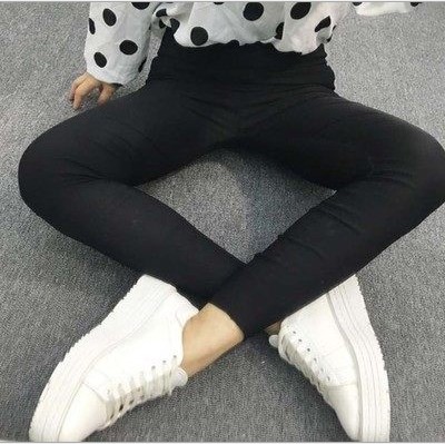 秋冬新款女装纯色中腰加绒铅笔裤韩国女士时尚外穿打底裤