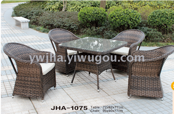 JHA-1075 休闲花园桌椅套装 藤编桌椅 别墅餐桌 PE仿藤桌椅套装