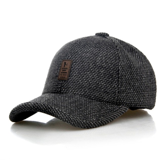 Autumn and winter men's cotton hats, fashionable outdoor sports baseball caps, Korean-style casual warm hats, ear-protecting woolen hats details Picture