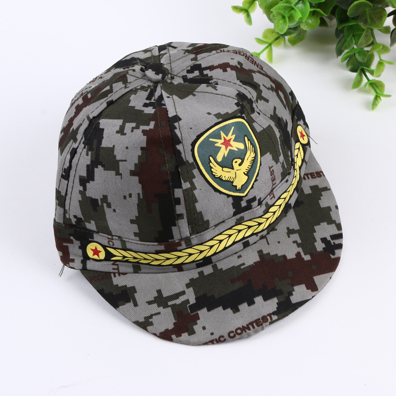 Children's camouflage military green cap, military fan children's stage performance round cap Application Scenario