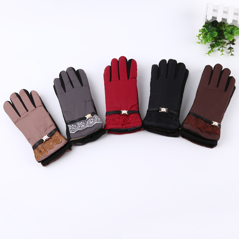 Thick cashmere windproof and fashionable gloves for women in autumn and winter