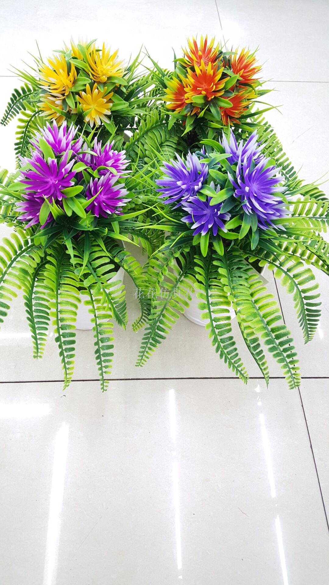 仿真摆设波旋纹塑料盆雪莲花