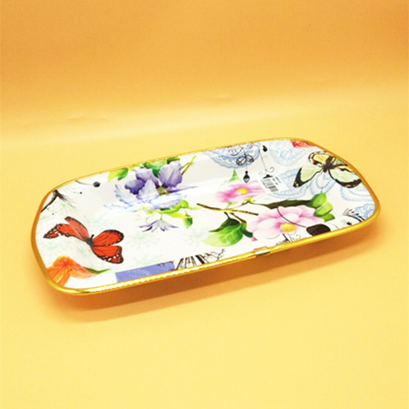 Sunshine Department Store 8808 Fruit Plate, square plastic fruit plate with lace, home vegetable, snack and fruit plate