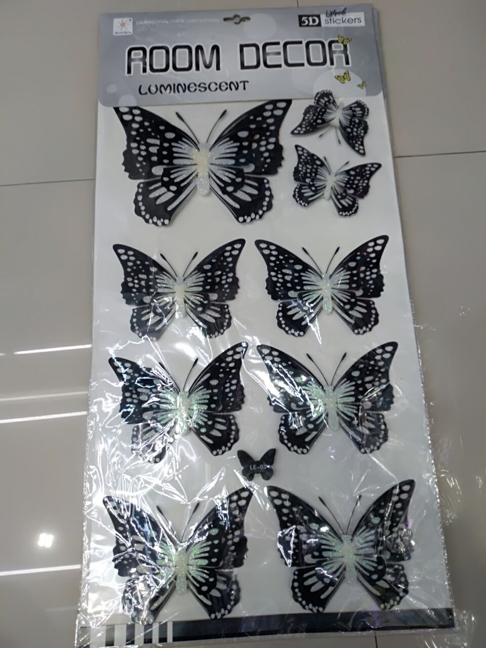 夜光蝴蝶 黑白系列蝴蝶 层层贴纸产品图