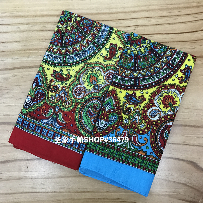 Cotton Bohemian headscarf, outdoor large handkerchief, sports sweat-absorbing headscarf, square scarf, 55CM details Picture