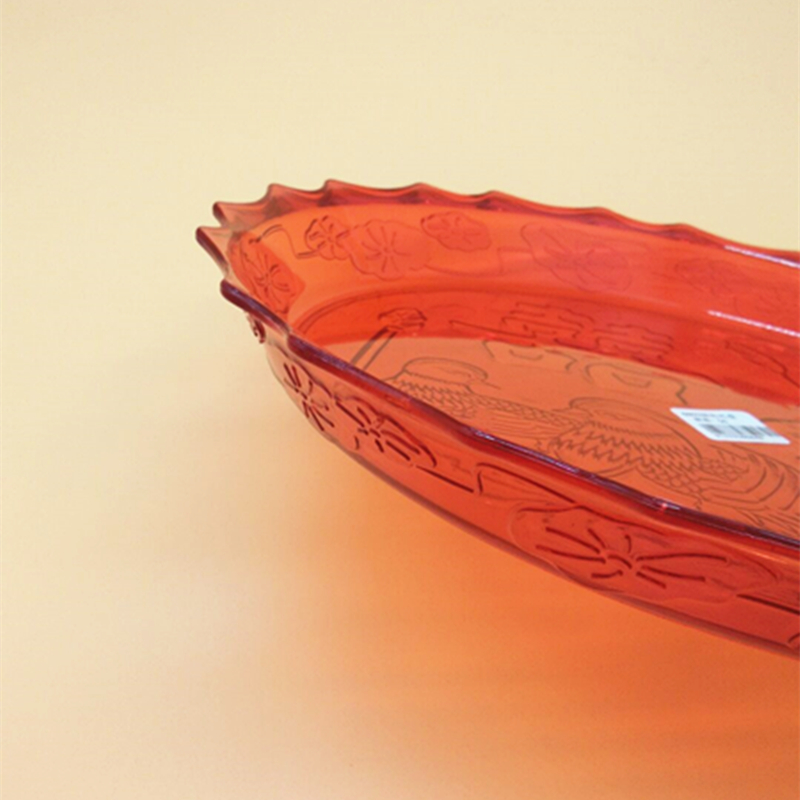 Sunshine Department Store 6803 round fruit plate, wedding tea plate, festive tray, tea offering plate, bright red Application Scenario