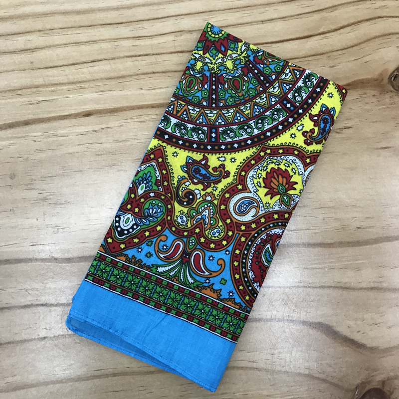 Cotton Bohemian headscarf, outdoor large handkerchief, sports sweat-absorbing headscarf, square scarf, 55CM Specification image