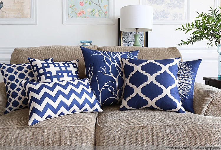 Digital printed cotton and linen sofa pillowcase and pillow cover details Picture