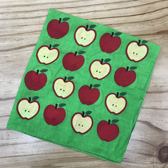 Cotton, green and red apple headscarf, outdoor large handkerchief, sports sweat-absorbing headscarf, square scarf, 55CM details Picture