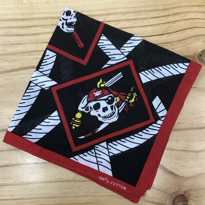 Cotton skull outdoor large handkerchief, handkerchief, sports sweat-absorbing headscarf, square scarf, 55CM Specification image