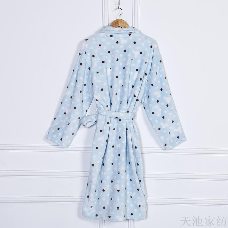 Zhendong Autumn And Winter Thick Cartoon Korean Version Long Nightgown Flannel Bathrobe In Stock details Picture