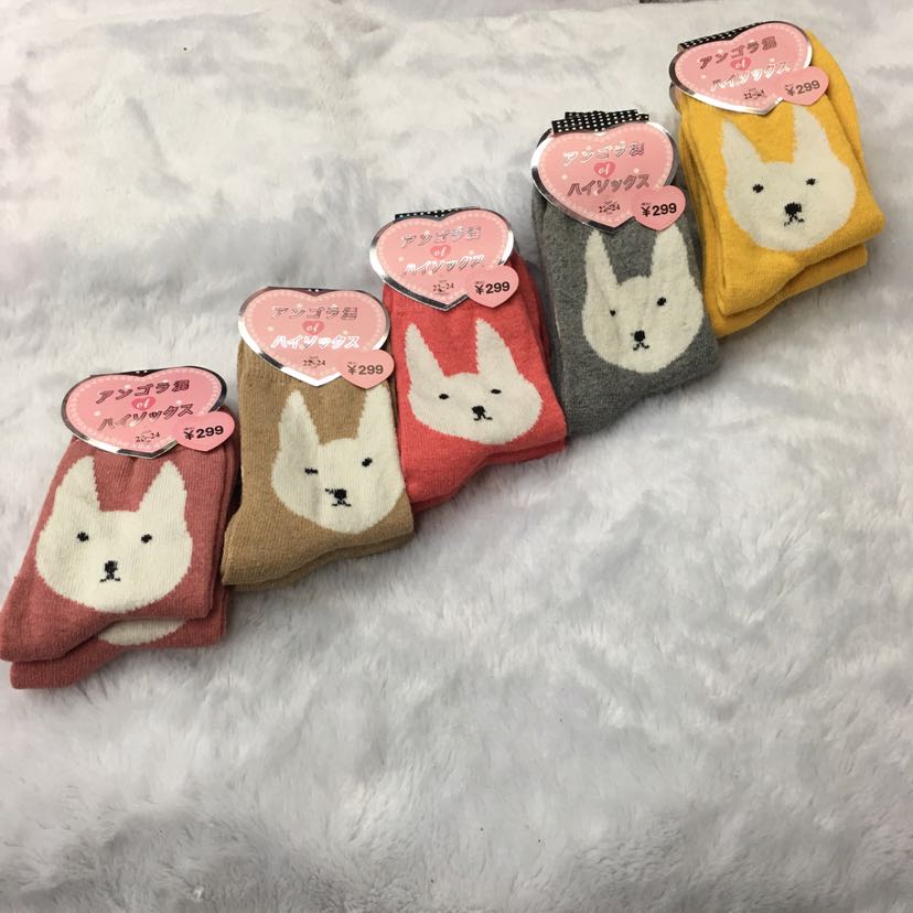 2017 New rabbit wool socks, women's socks, mid-calf socks, floor socks, boot socks, warm socks, loose-fitting socks, cartoon socks