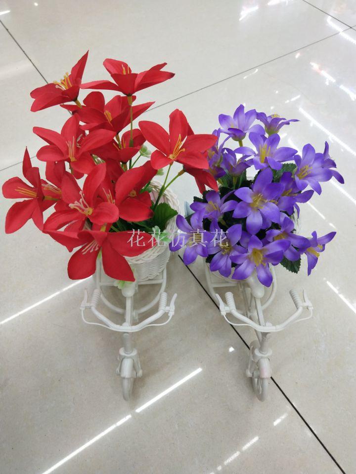 仿真摆设自行车小花装饰客厅卧室