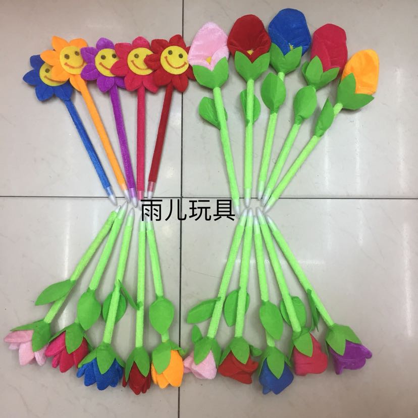 Plush pen, sunflower pen, rose pen, stationery pen, tulip pen, lily pen full figure