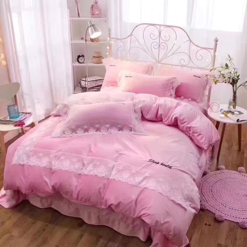 Warm velvet princess style four-piece bedding set, sweet bed sheet Specification image