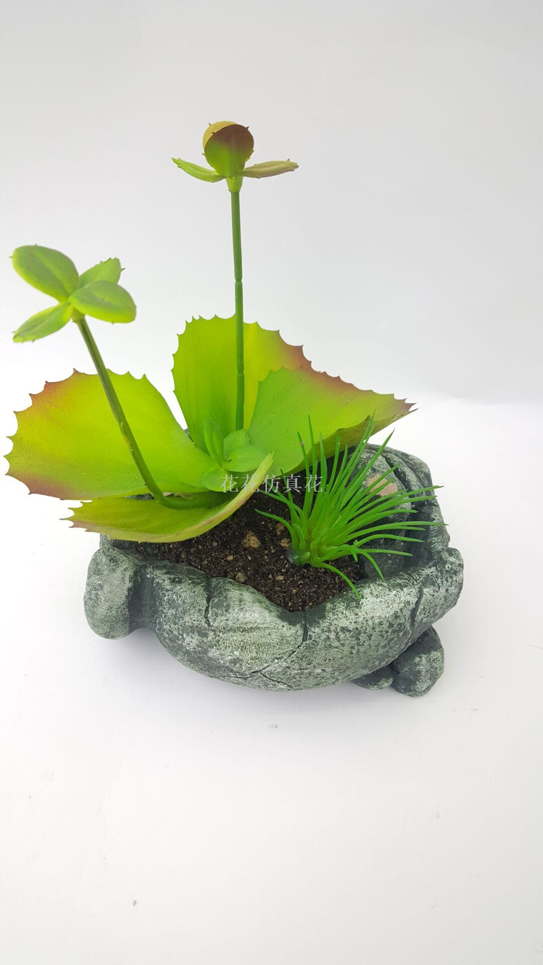 仿真植物水泥款PU多肉仿真花假花盆景装饰品摆件