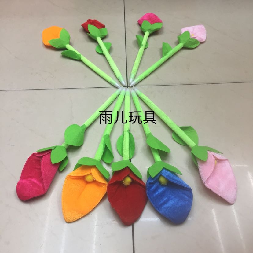 Plush pen, sunflower pen, rose pen, stationery pen, tulip pen, lily pen Specification drawing