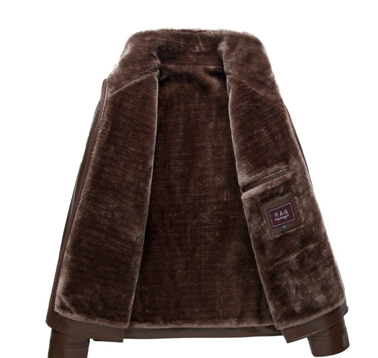 Men's fur one-piece leather jacket, men's middle-aged and elderly stand-up collar coat, casual jacket, men's leather jacket, men's clothing Application Scenario