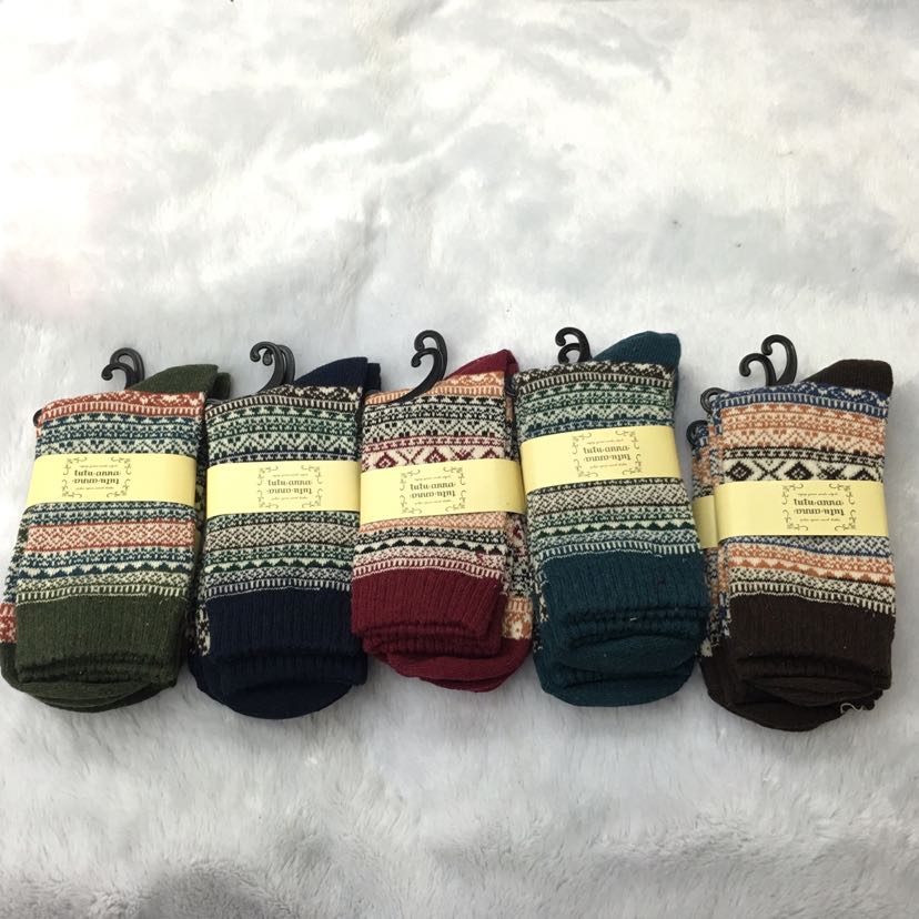 Street stall rabbit wool men's socks, retro ethnic style warp knitted yarn socks, boot socks, floor socks, loose-fitting socks, warm socks
