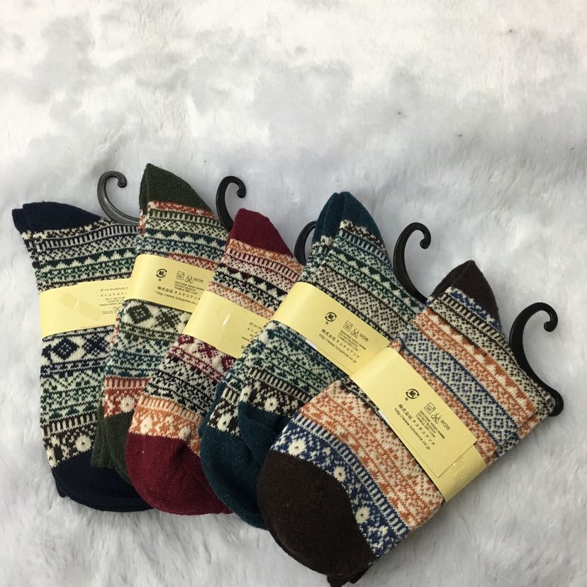 Street stall rabbit wool men's socks, retro ethnic style warp knitted yarn socks, boot socks, floor socks, loose-fitting socks, warm socks Specification image