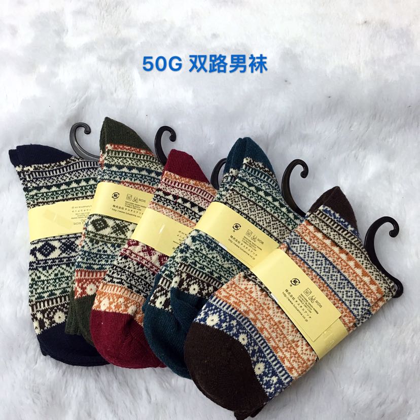 Street stall rabbit wool men's socks, retro ethnic style warp knitted yarn socks, boot socks, floor socks, loose-fitting socks, warm socks Application Scenario