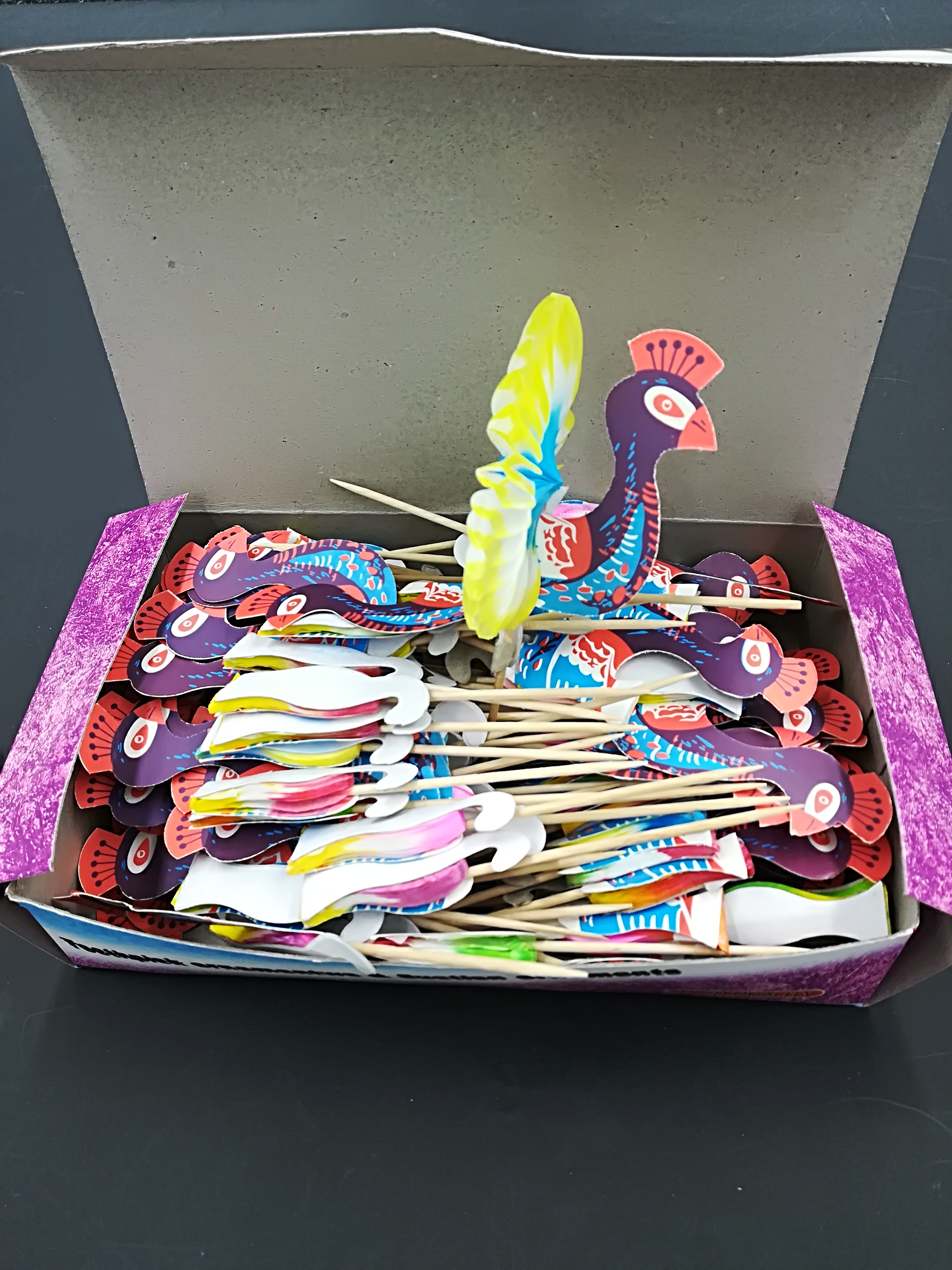 Bamboo grocery crafts custom wholesale creative peacock small cuttings fruit inserted toothpicks
