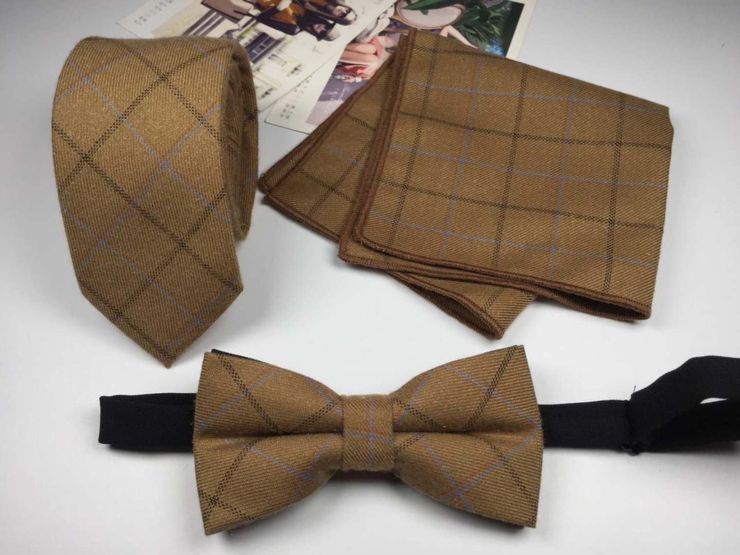 Men's business bow tie, tie and handkerchief set, professional Korean version gentleman groom tie set details Picture