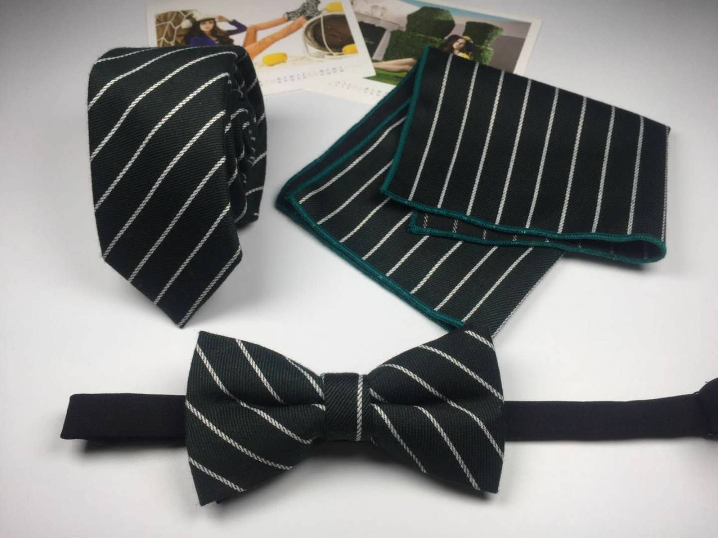 Men's business bow tie, tie and handkerchief set, professional Korean version gentleman groom tie set