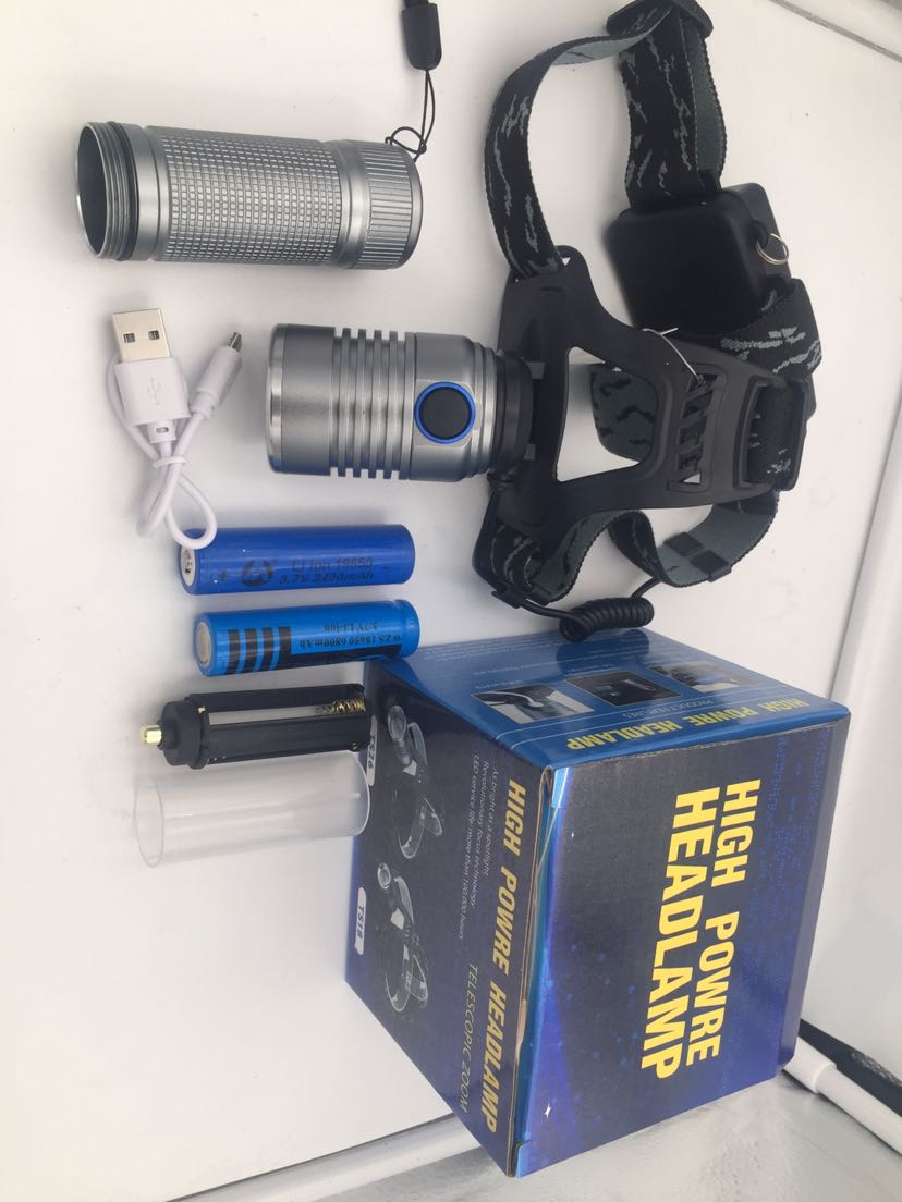 Telescopic zoom headlight flashlight searchlight Fishing light