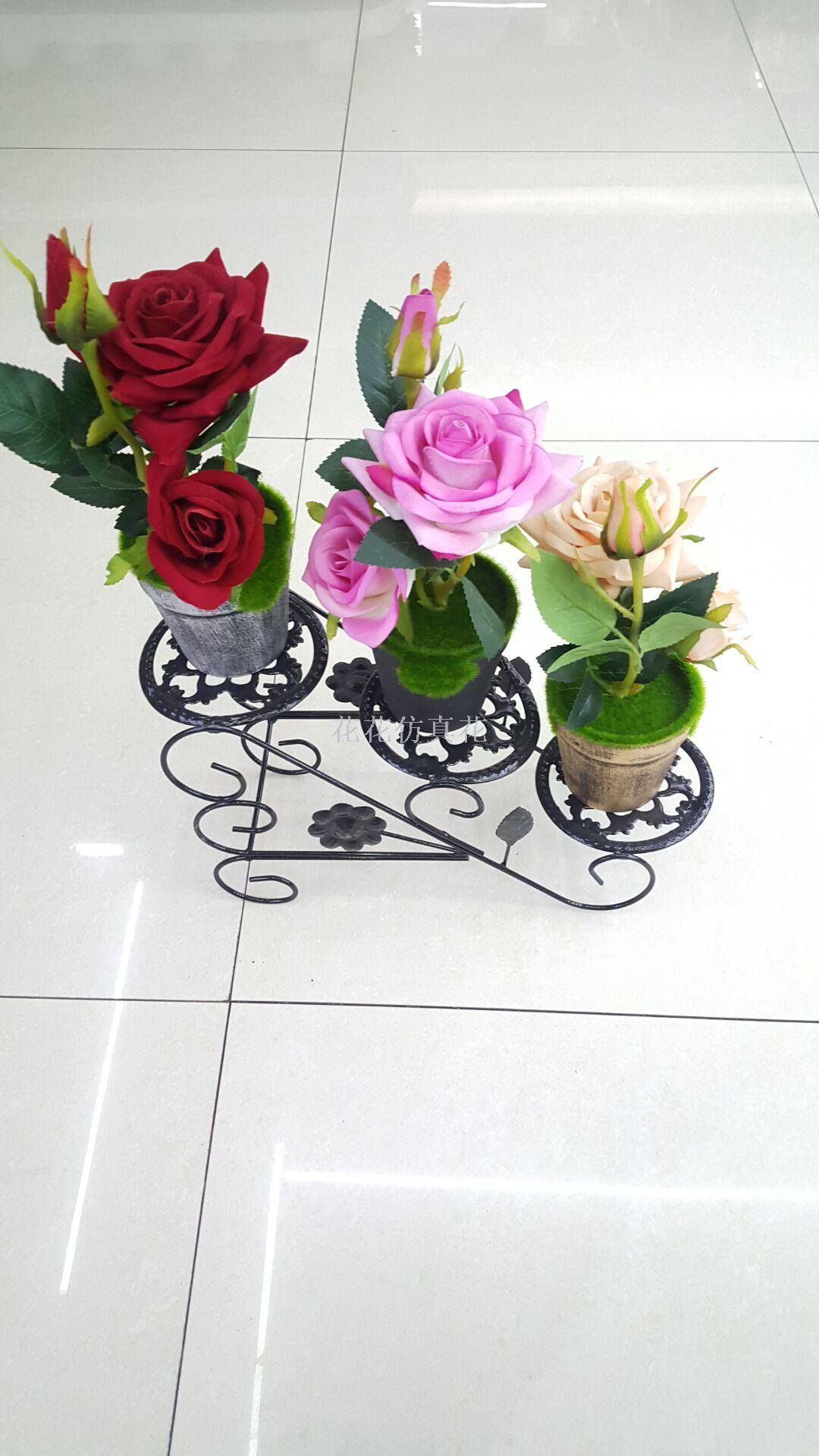 Simulation decoration wood barrel rose decoration living room bedroom study
