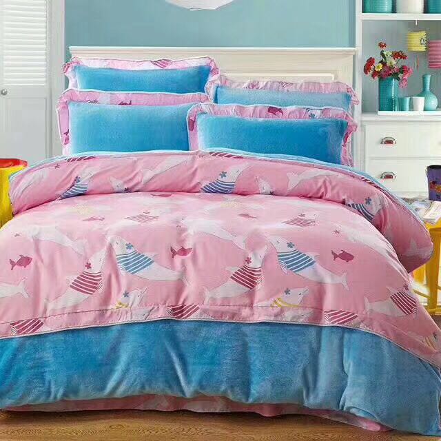 Lace flannel four-piece bedding set details Picture