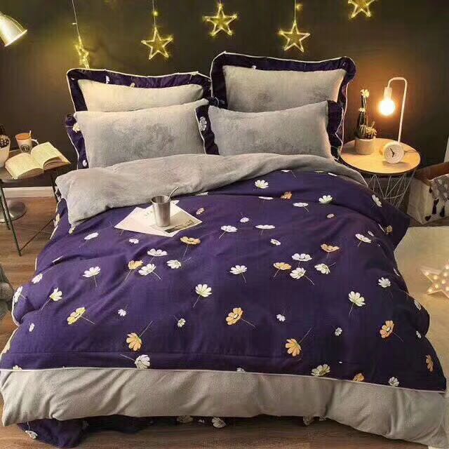Lace flannel four-piece bedding set
